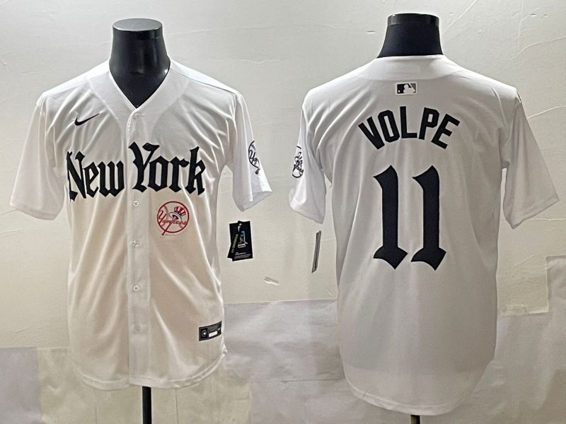Men 2025 New York Yankees #11 Volpe White Five generations Joint Name Nike MLB Jersey style 41->new york yankees->MLB Jersey
